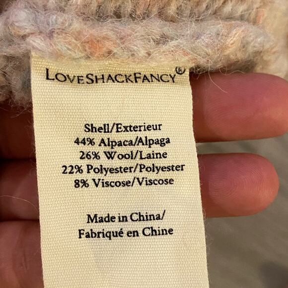 LoveShackFancy Pink Kingston Alpaca Wool Sweater NWT Size M - Picture 11 of 12